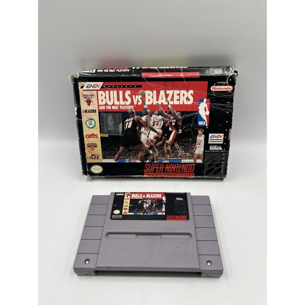 Bulls vs. Blazers and the NBA Playoffs (Super Nintendo, 1992) Original Box